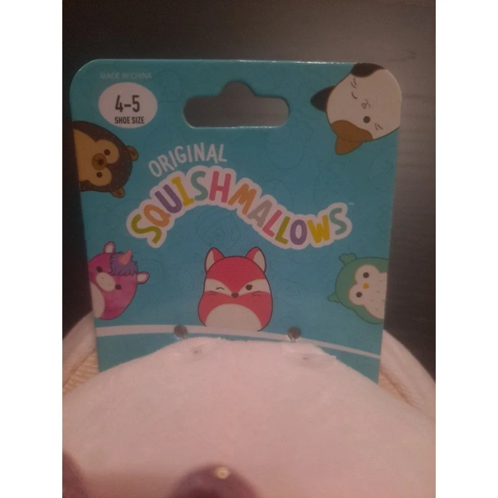 Original Squishmallows Plush Slippers‎ Pink Chic Pink White Yellow Kids Size 4-5